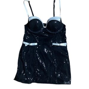 Cassandra Inmates ~ Women’s Medium ~ Black Sequins ~ Corset Lingerie Dress ~ New